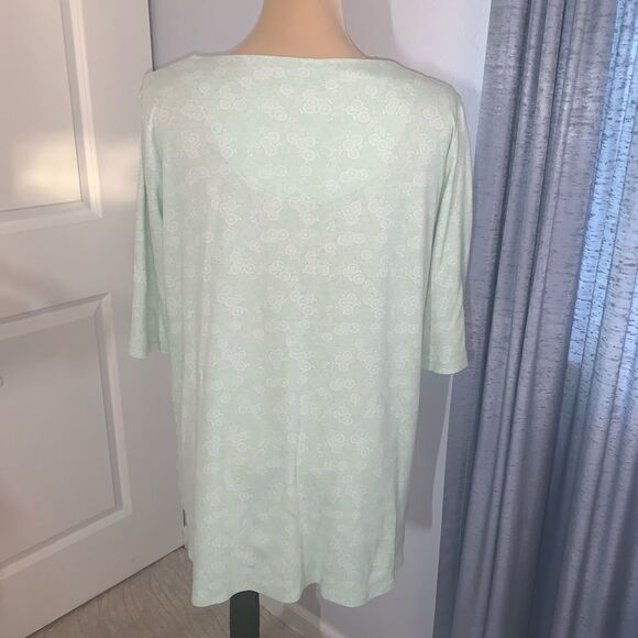 Karen Neuberger Mint Green Patterned Long Sleeve Pajama Shirt - Picture 4 of 5